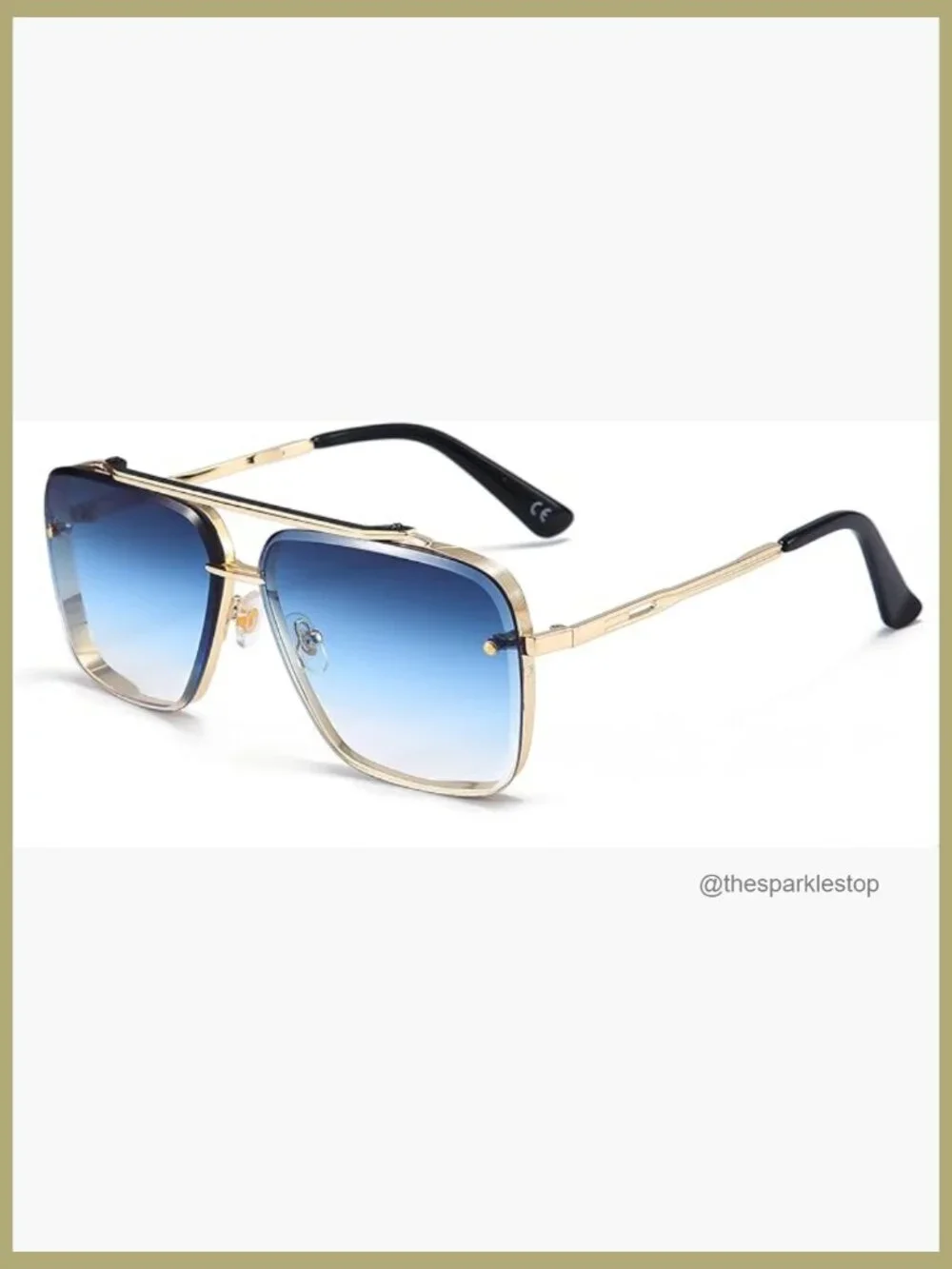 Metal Frame Square Aviator Sunglasses UV400 Protection Gradient Lens